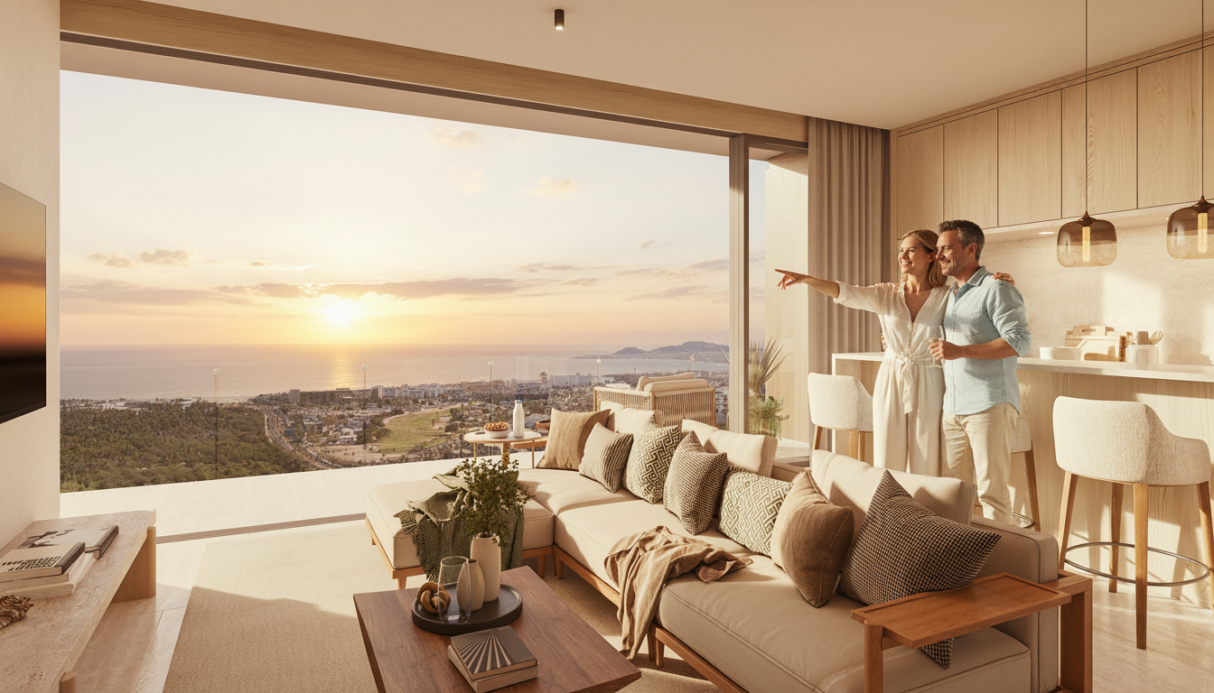 Ocean view from a Hideaways residence at sunset